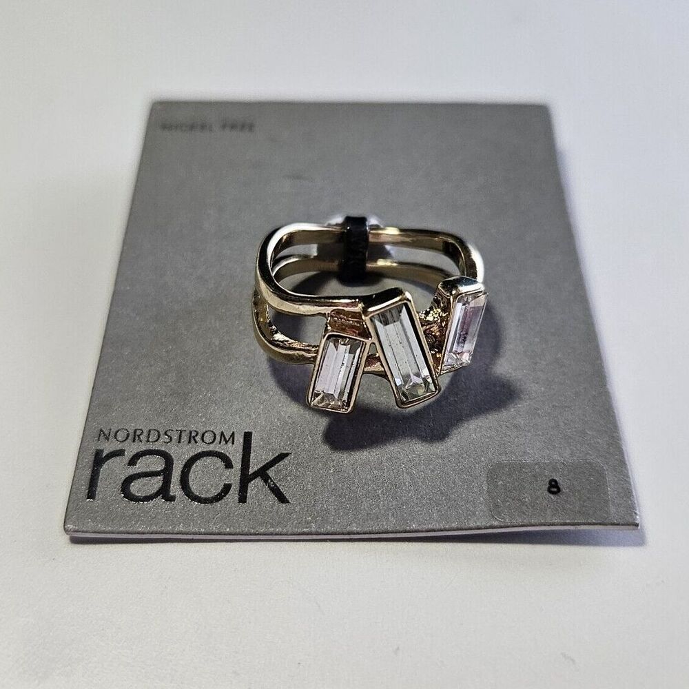 **Last Chance!! Final Sale** Nordstrom Rack Gold Tone Rectangular Rhinestone 8 - Picture 2 of 11